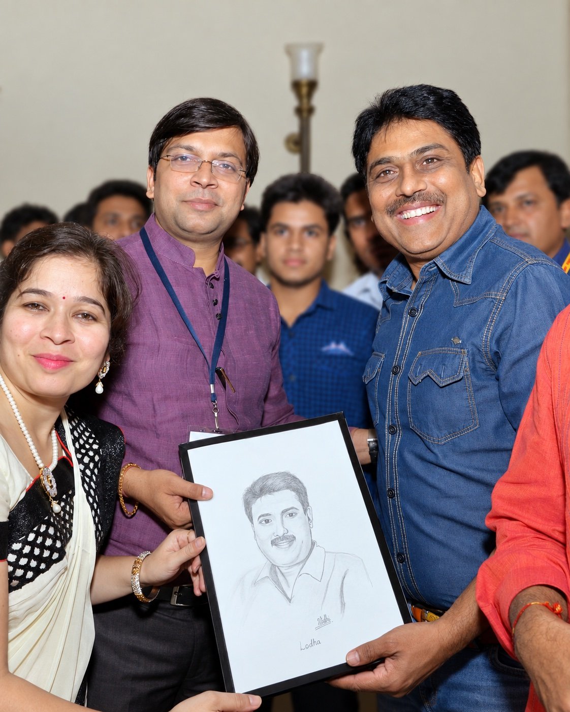 Portrait presentation at a gathering