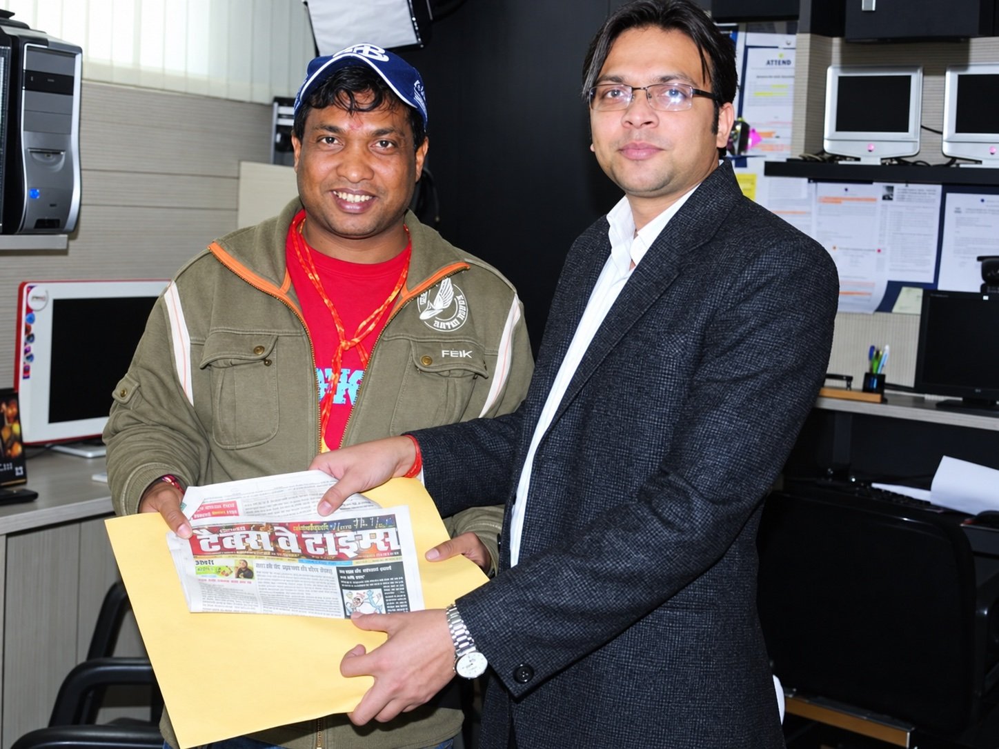 Newspaper presentation in an office