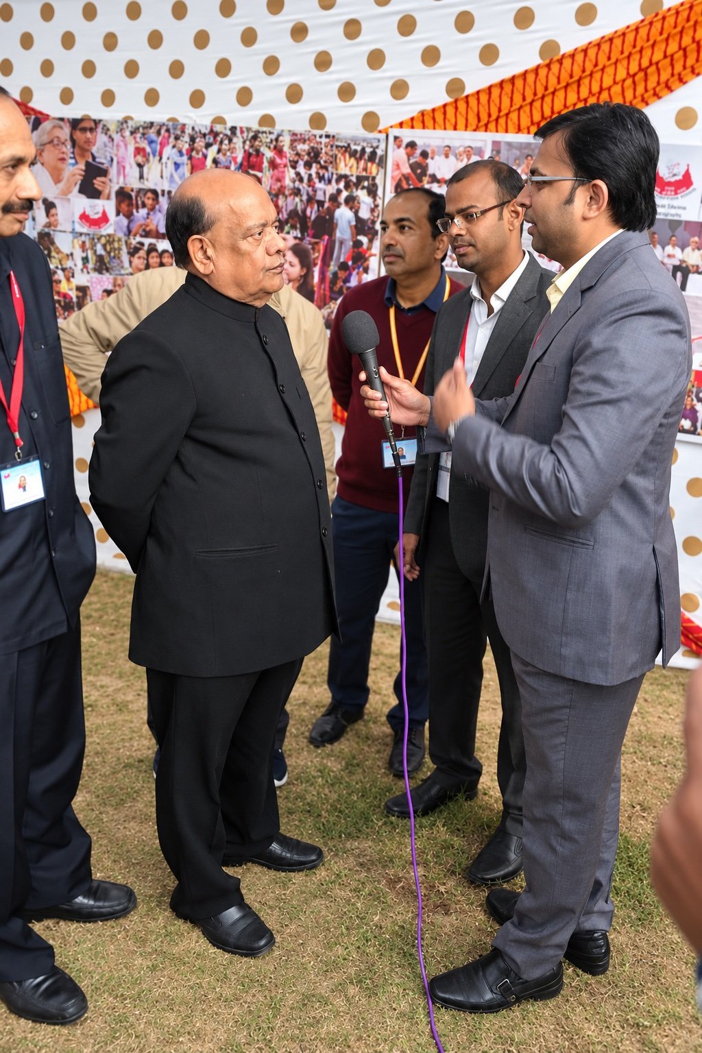 Conversation at an outdoor event