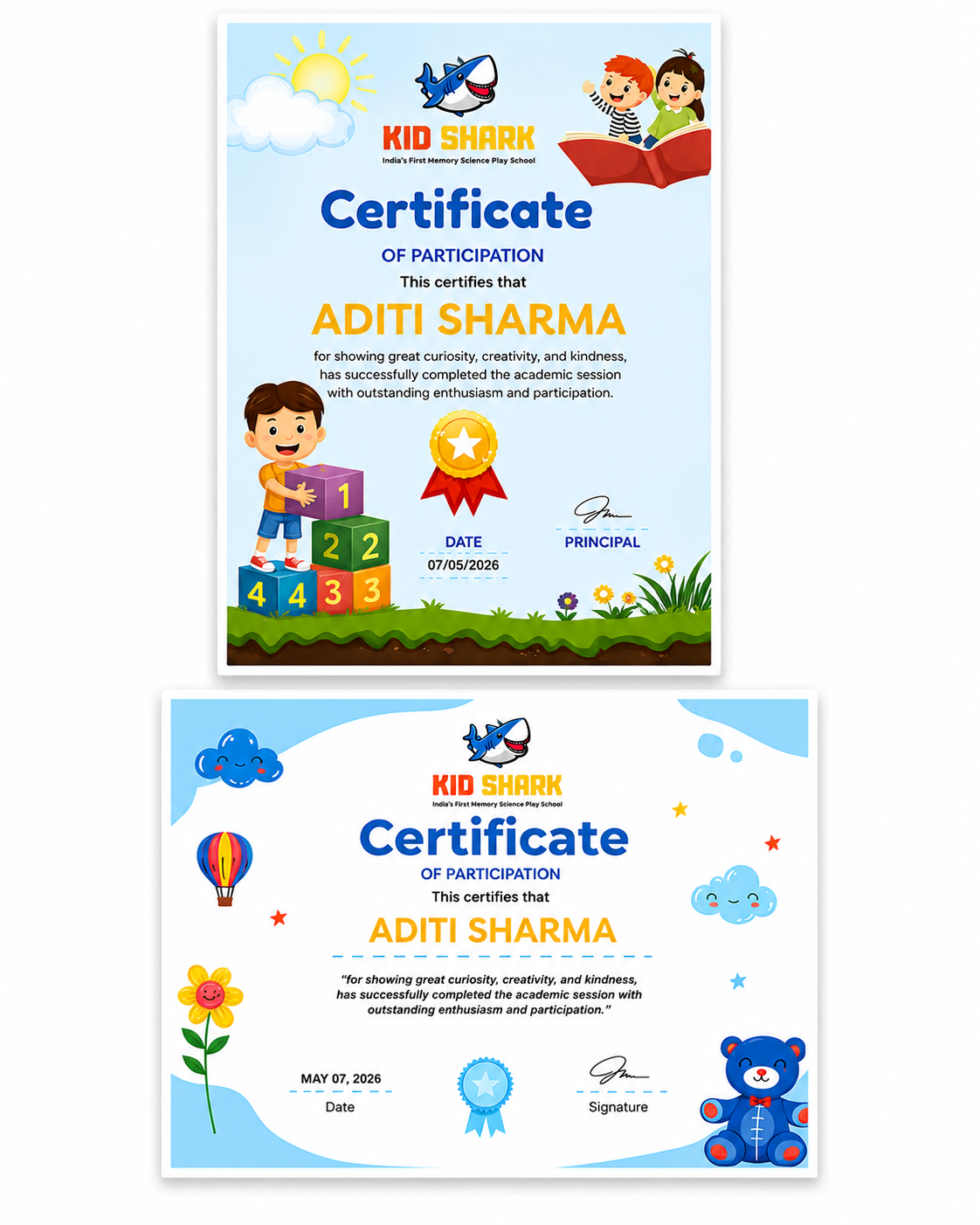 Sample Certificates